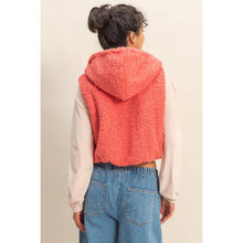 Tea Rose Fluffy Full Zip Cropped Hooded Vest