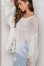 Pure White Distressed Casual Thin POL Sweater 8/11/23 6845