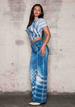 Flag Digital Print Wide Leg Jeans