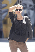 Black Frayed Peace Top
