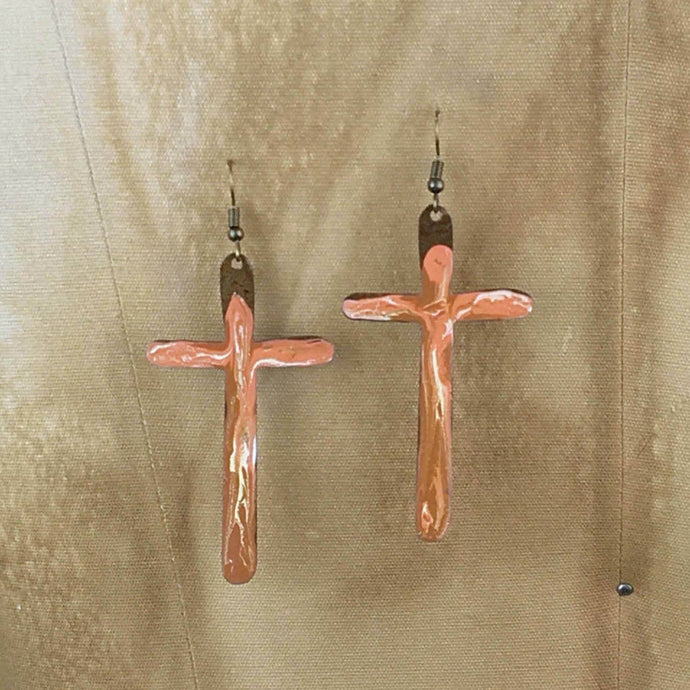 Adobe Swirl Cross Earrings
