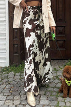 Coffee Abstract Print Midi Skirt