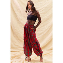CHRISTMAS CHECKERED PLAID JOGGER TRACK PANTS: RED CHECK / M