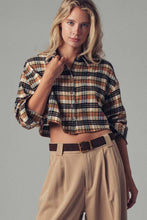 Camel Cropped Plaid Button-Up Western Urban Daizy Shirt