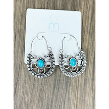 Silver Western Style Turquoise Detail Earrings