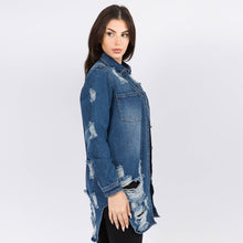 Blue Long Length Denim Shacket