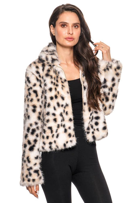Faux Fur Leopard Zip Jacket