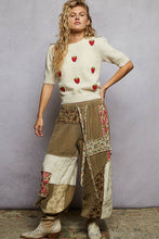 Dried Herb Double gauze patchwork contrast patch woven POL pants