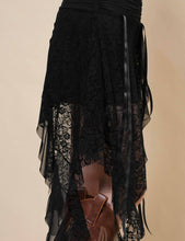 Black Floral Lace Inregular Hem Skirt
