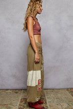 Dried Herb Double gauze patchwork contrast patch woven POL pants