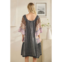 Black Multi Washed Mix Printed Tiered Ruffle Oli+Hali Tunic