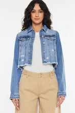 Medium Light Crop Fray Bottom Hem Kancan Jacket