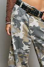 Vintage Washed Printed Twill Wide-Leg Woven Pants: BLACK PAISLEY