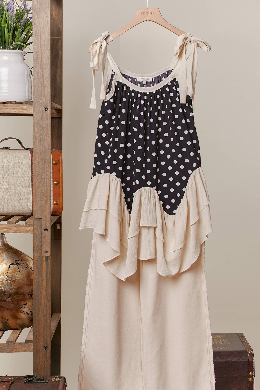 Black Polka Dot  Layered Mello Tunic
