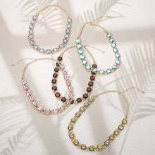 Clear Silver Square Faceted Stone Bezel Link Evening Necklace