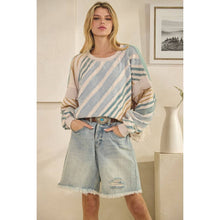 Light Taupe Cloud Washed Stripes Raw Edge Oli+Hali Pullover