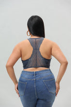 Blue Grey Lace Racerback Bralette
