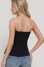 Black Peplum Soft Knit Jersey Tube Top