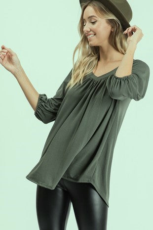 Olive 3/4 Sleeve Top 8/19/25 1103
