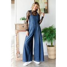 Medium Pleated Denim Overall with Pockets