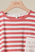 Red Striped Mello Top with Lace Trim