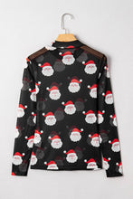 Black Christmas Santa Mesh Long Sleeve Top
