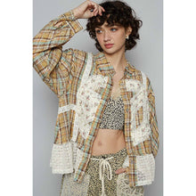 Blue Multi Plaid pattern with peace patch POL shirt