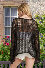 Black Sequins Accent Crochet Cover Up