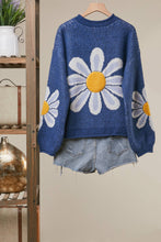 Navy Oversized Daisy Knit Sweater