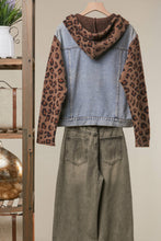 Cheetah Denim Vest with Animal Print Sleeves and Hoodie