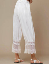 White  Elastic Waist Lace String Tie Lantern Pants