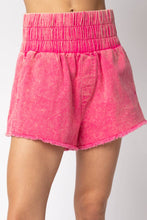 White High-Waist Washed Twill Shorts