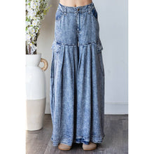 Dark Denim Washed Pleated Wide Leg Tencel Oli+Hali Pants