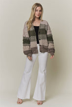 Olive Multi Button Down Bubble Sleeve Knit Cardigan