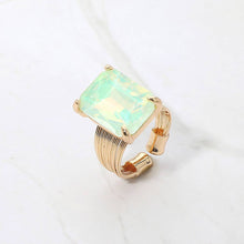 Black Emerald Cut Stone Adjustable Ring