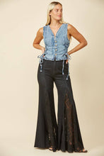 Black Denim Lace Wide Leg Jeans