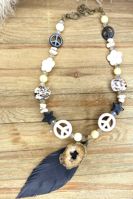 Peace & Stardust Feather Necklace
