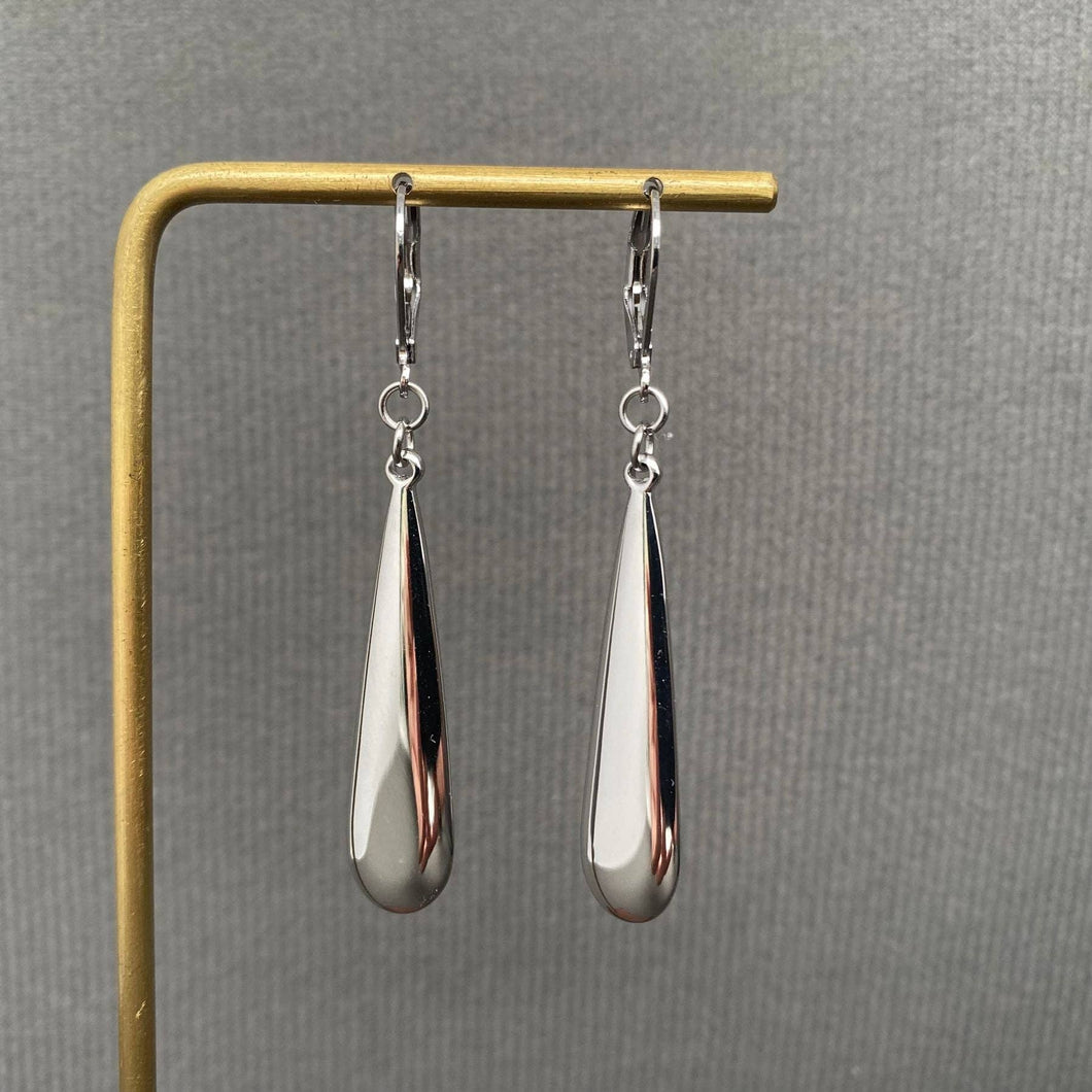 Steel Glossy Droplet 18K Gold Plated S.Steel Earrings