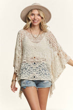 Beige Shoulder Boat Neck Crochet Lace Blouse