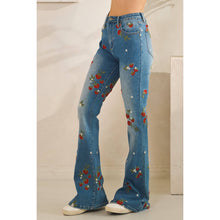 Denim Washed Strawberry Embroidered Oli+Hali Pants