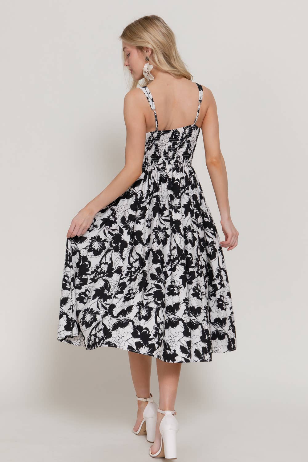 Ivory Black Square Neckline Printed Full Dress