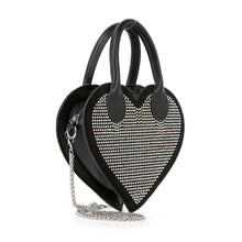 Silver Heart Shaped Rhinestone Evening Bag