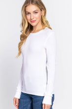 White Long Sleeve Crew Neck Thermal Knit Top