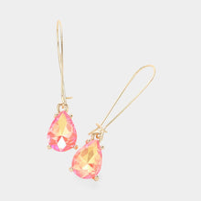 Taupe Teardrop Stone Cushion Dangle Earrings