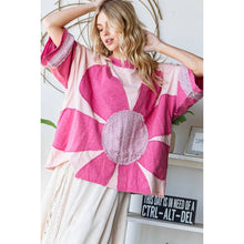 Pink Washed Daisy Patchwork Oversized Oli+Hali Top