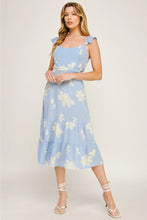 Blue Meadow Breeze Embroidered Flutter Dress