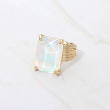 Black Emerald Cut Stone Adjustable Ring