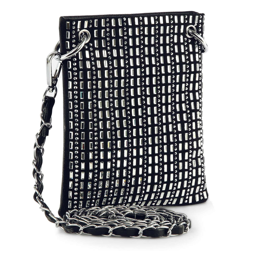 Black Rhinestone Grid Petite Crossbody Sling