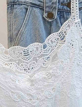 White V-Neck Lace Embroidery String Shoulder Cami Top