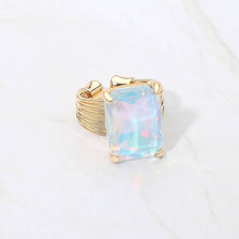 Black Emerald Cut Stone Adjustable Ring